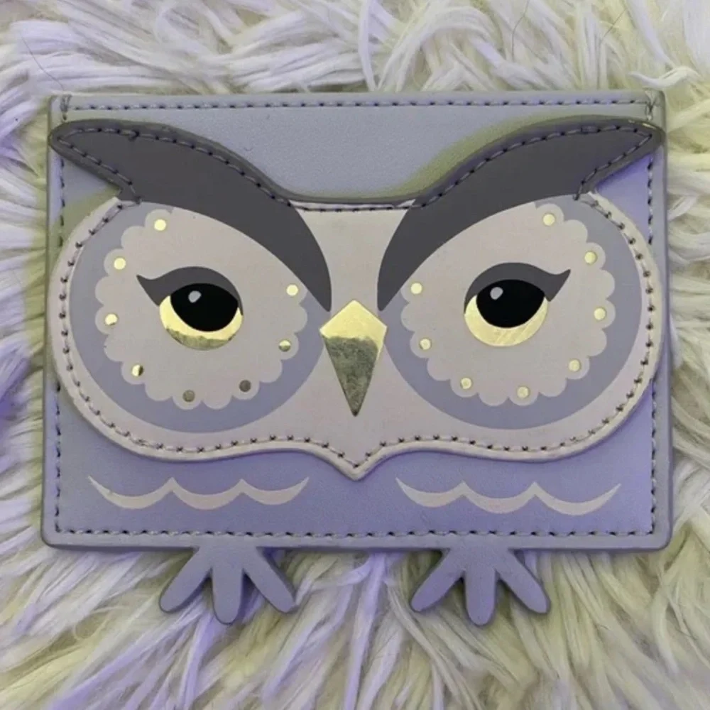 Kate Spade Snow Owl Credit Card Leather Case Gray